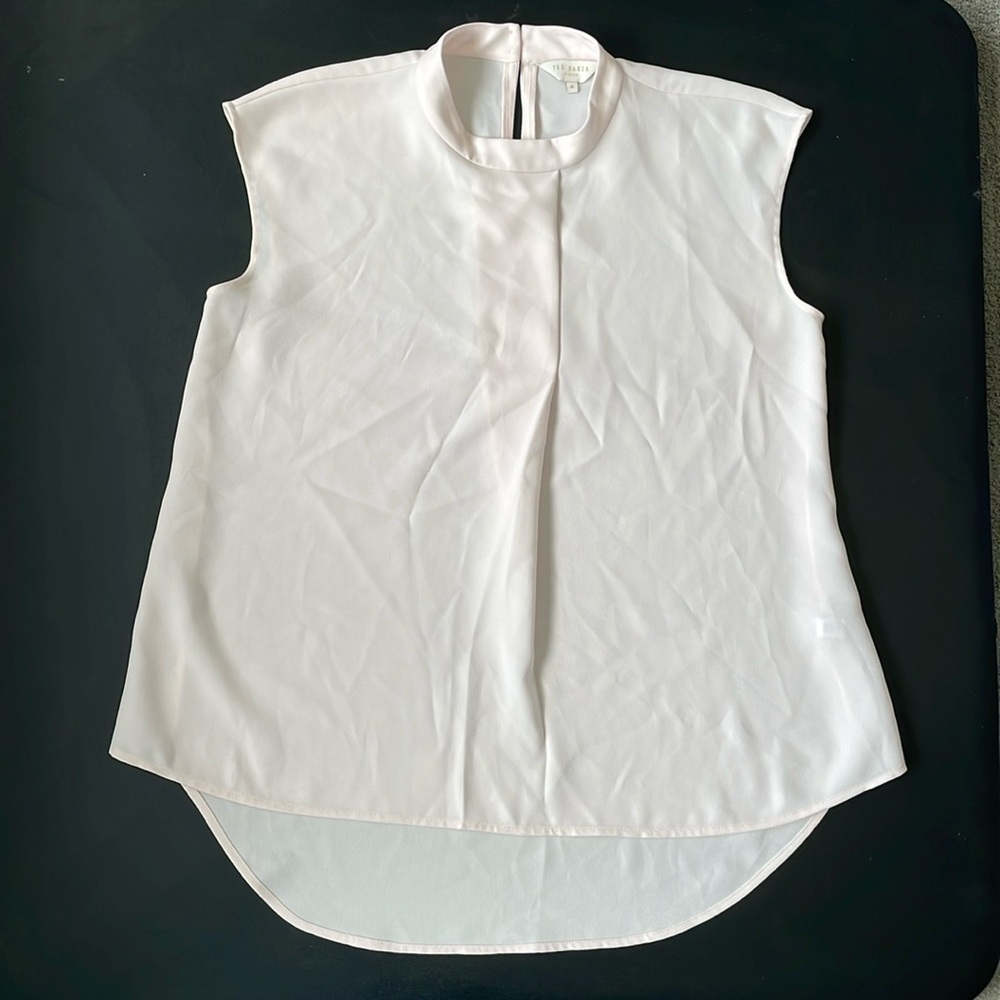 EC Ted Baker Pleated Sleeveless Pink Blouse - Size 4